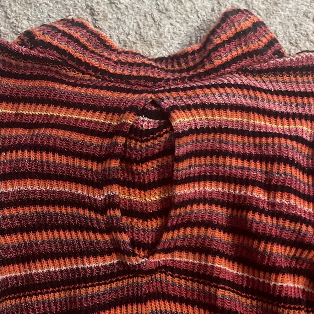 Free People Ziggy Zig Zag Tunic Style Mockneck Mini Dress Orange and Black Small - Picture 9 of 10